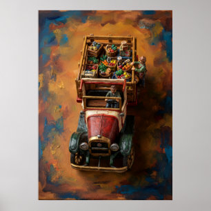 Vintage Truck Farmers Market Painterly Art Poster