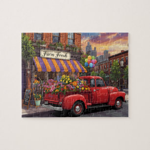 Vintage Truck Flower Delivery City Jigsaw Puzzle