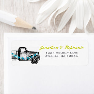 Vintage Truck Getting Hitched Wedding Labels