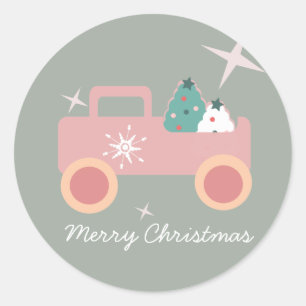 Vintage Truck Groovy Christmas Cookies  Classic Round Sticker