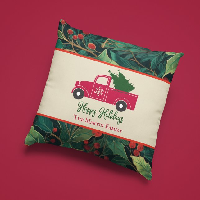 Vintage Truck Happy Holidays Christmas Cushion (Creator Uploaded)