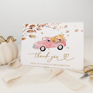 Vintage Truck Pumpkin Fall Baby Shower Thank You Card