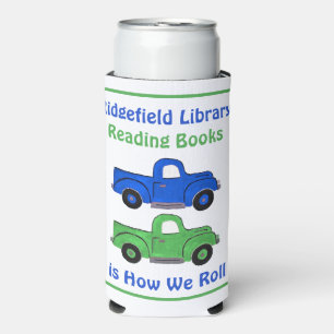 Vintage Truck Reading Books How I Roll Seltzer Can Cooler