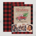 Vintage Truck Red Buffalo Plaid Christmas 3 Photo