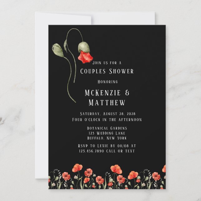 Vintage Truck Red Poppies Wedding Shower Invitatio Invitation (Front)