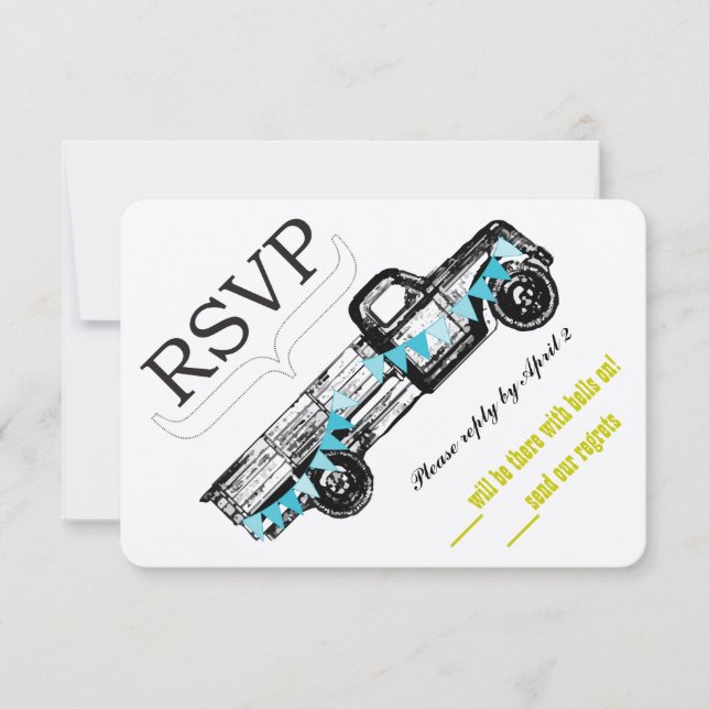 Vintage Truck RSVP Getting Hitched Retro RSVP Card (Front)