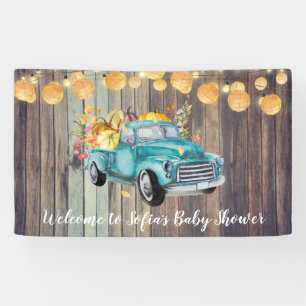 Vintage Truck Rustic Barnwood Autumn Welcome Banner