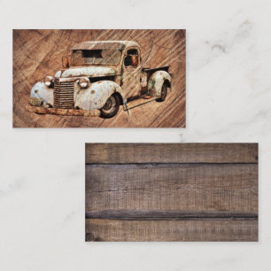 Vintage Truck Rustic Wood Business Card