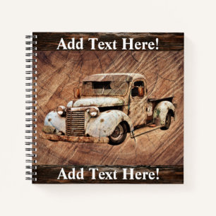 Vintage Truck Rustic Wood Notebook