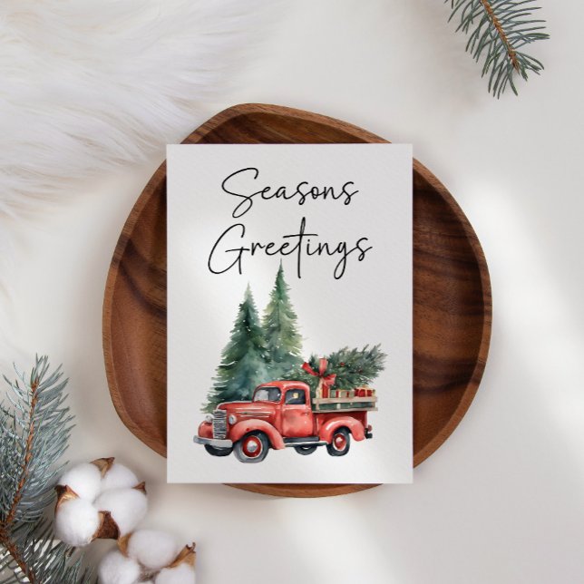 Vintage Truck Tree Business Christmas Holiday Card (Creator Uploaded)