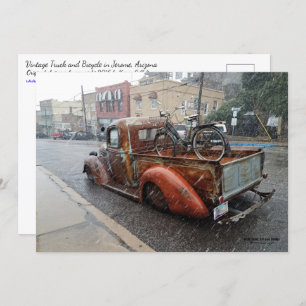 Vintage Truck w/ Bicycle / Jerome Arizona Postcard