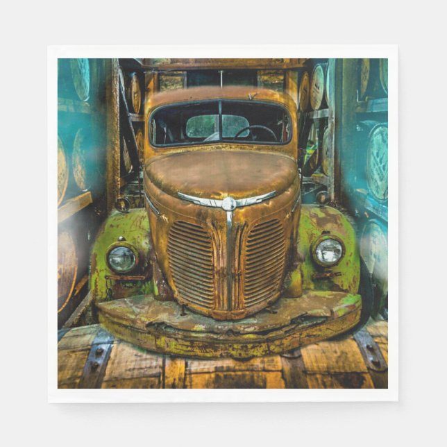 Vintage Truck Whiskey Barrels Napkin (Front)