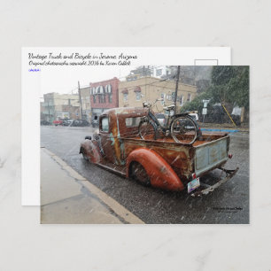 Vintage Truck with Bicycle / Jerome, Arizona Postcard