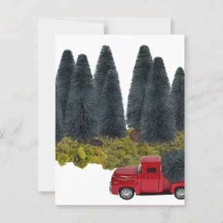Vintage Truck with Christmas Tree Postcard
