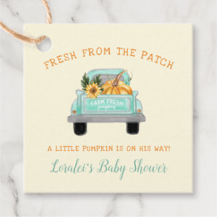 Vintage Truck With Pumpkin Rustic Fall Baby Shower Favour Tags