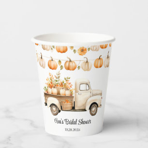 Vintage Truck with Pumpkins Bridal Shower Paper Cups