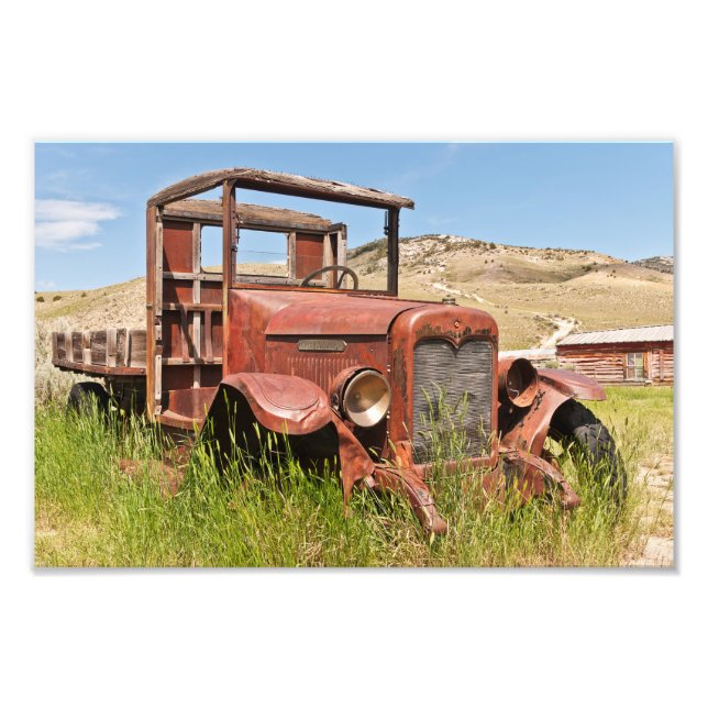 Vintage Truck with Wooden Bed - Antique Photo Print (Front)