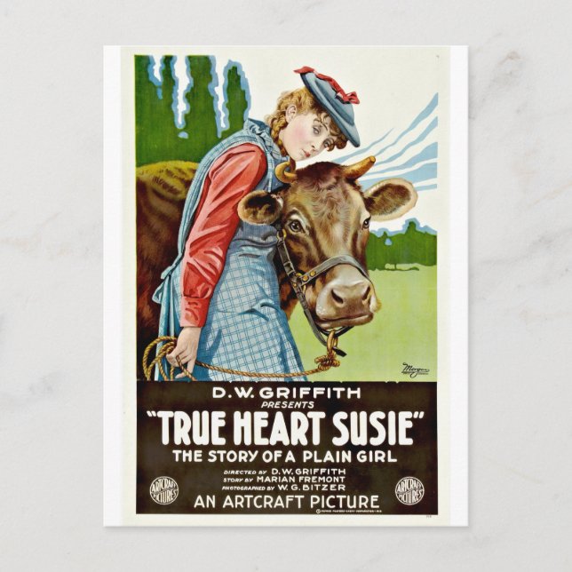 Vintage True Heart Susie Silent Hollywood Movie Postcard (Front)