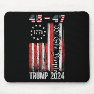 Vintage Trump 2024 45-47 Us Flag We The People Vot Mouse Pad