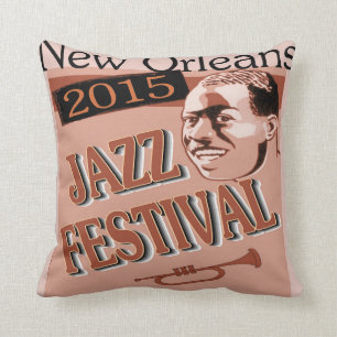 Vintage Trumpet player Fest Music Poster Cushion