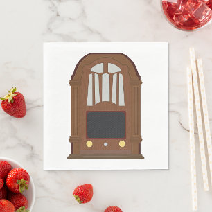 Vintage Tube Radio Antique Wooden Stereo Napkin