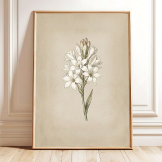 Vintage Tuberose Botanical Art Print