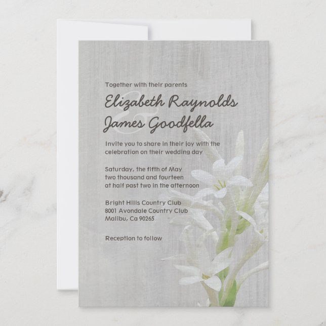Vintage Tuberose Wedding Invitations (Front)