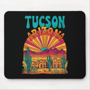 Vintage Tucson Arizona Desert Sunset Skyline Citys Mouse Pad