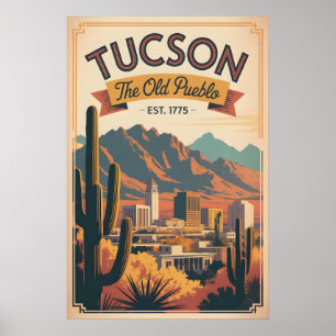 Vintage Tucson Arizona Retro Travel Poster
