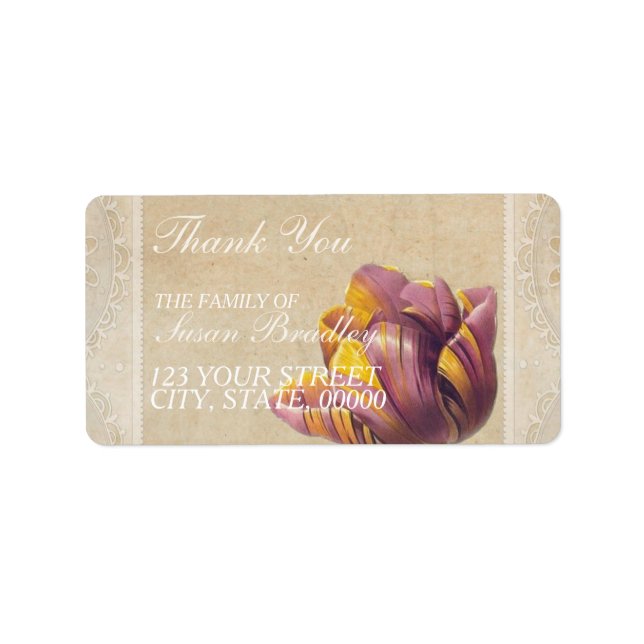 Vintage Tulip Family Thank You Label (Front)