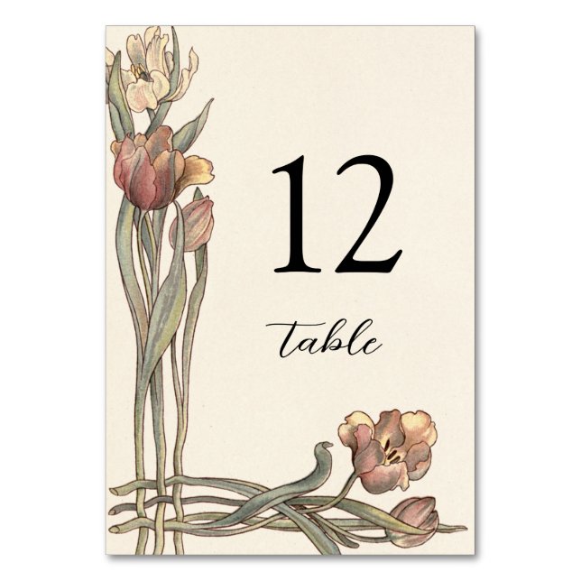 Vintage Tulip Floral Frame Table Number (Front)