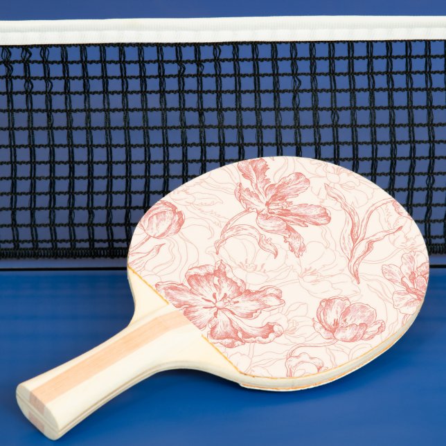 Vintage Tulip Floral Pattern Ping Pong Paddle (Insitu)