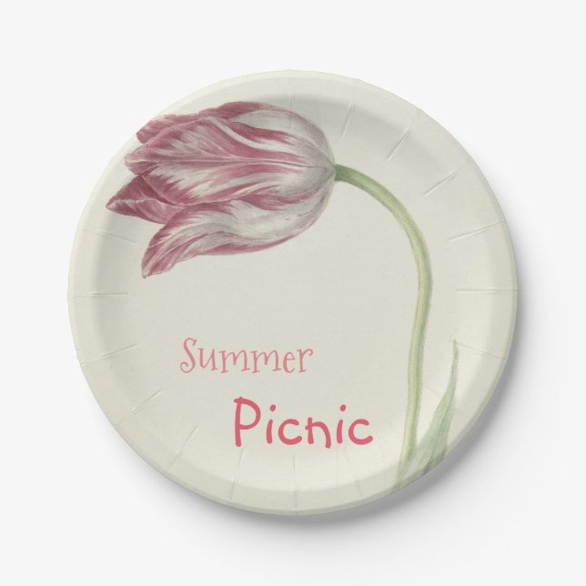Vintage Tulip - Summer Picnic Paper Plate (Front)