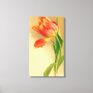 Vintage Tulip Watercolor Tilting Left Canvas Print