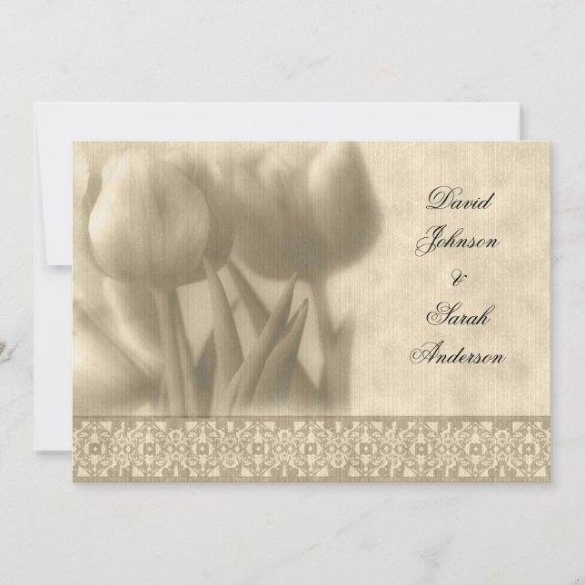Vintage Tulip Wedding Invitation (Front)