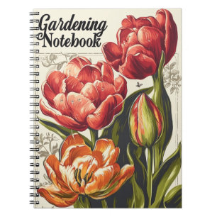 Vintage tulips gardening notebook