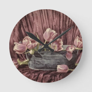 Vintage Tulpen Round Clock