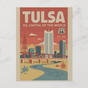 Vintage Tulsa Oklahoma Oil Capital of the World Postcard