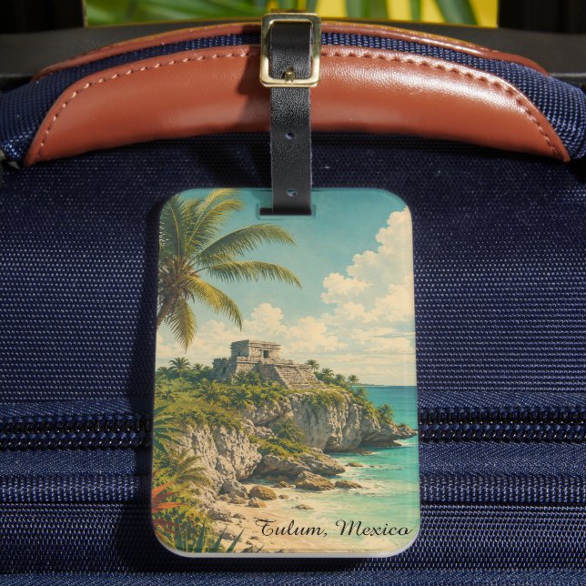 Vintage Tulum Mexico Luggage Tag (Front Insitu 2)