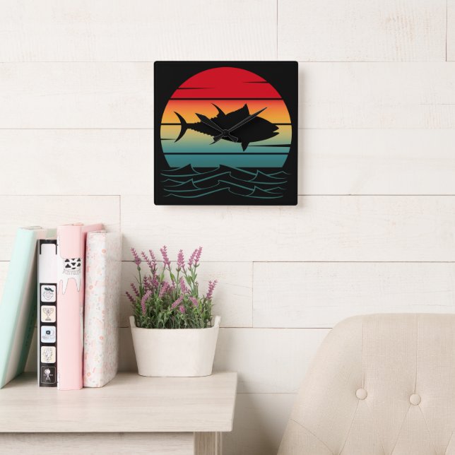 Vintage Tuna Fish Square Wall Clock (Reading Room)