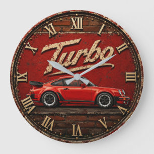 Vintage Turbo Sports Car Large Clock
