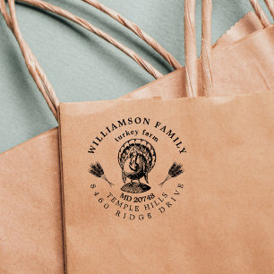 Vintage Turkey Farm Custom Farmhouse Address Rubber Stamp