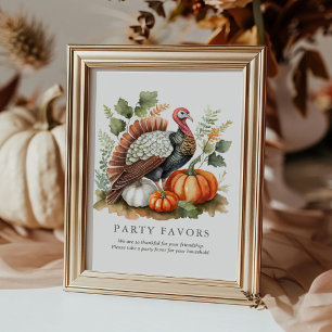 Vintage Turkey Friendsgiving Party Favour Sign