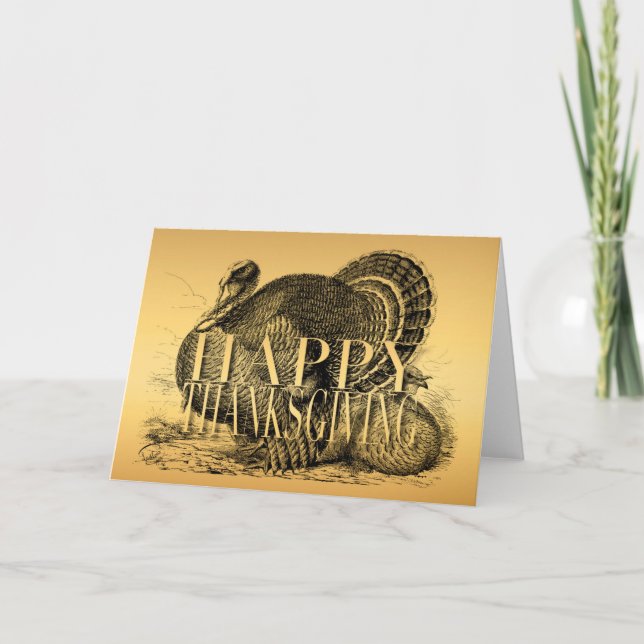 Vintage Turkey Happy Thanksgiving Greeting Holiday Card (Front)