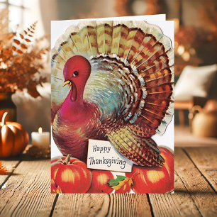 Vintage Turkey Happy Thanksgiving Holiday Card