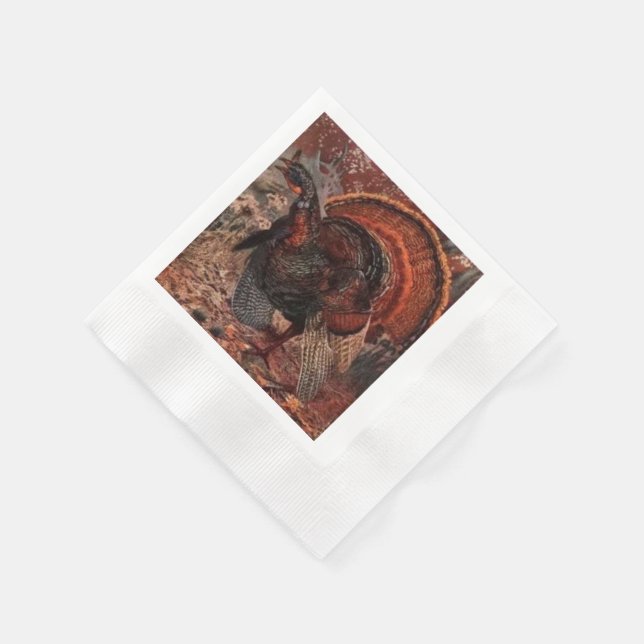 Vintage Turkey In The Forest Rustic Napkin (Corner)