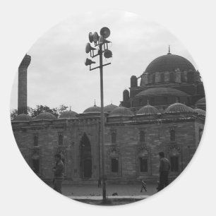 Vintage Turkey Istanbul Beyazit camii mosque Canva Classic Round Sticker