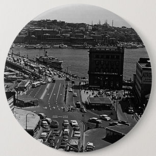Vintage Turkey Istanbul Karakoy Galata bridge 6 Cm Round Badge