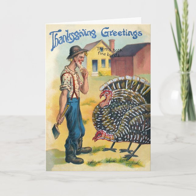 Vintage Turkey Killer Thanksgiving Card (Front)