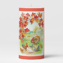 Vintage Turkey On Farm Candle